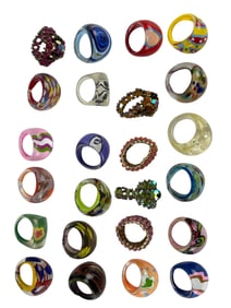 Fashion Lot 24 Glass Acrylic Stone Vintage Rings