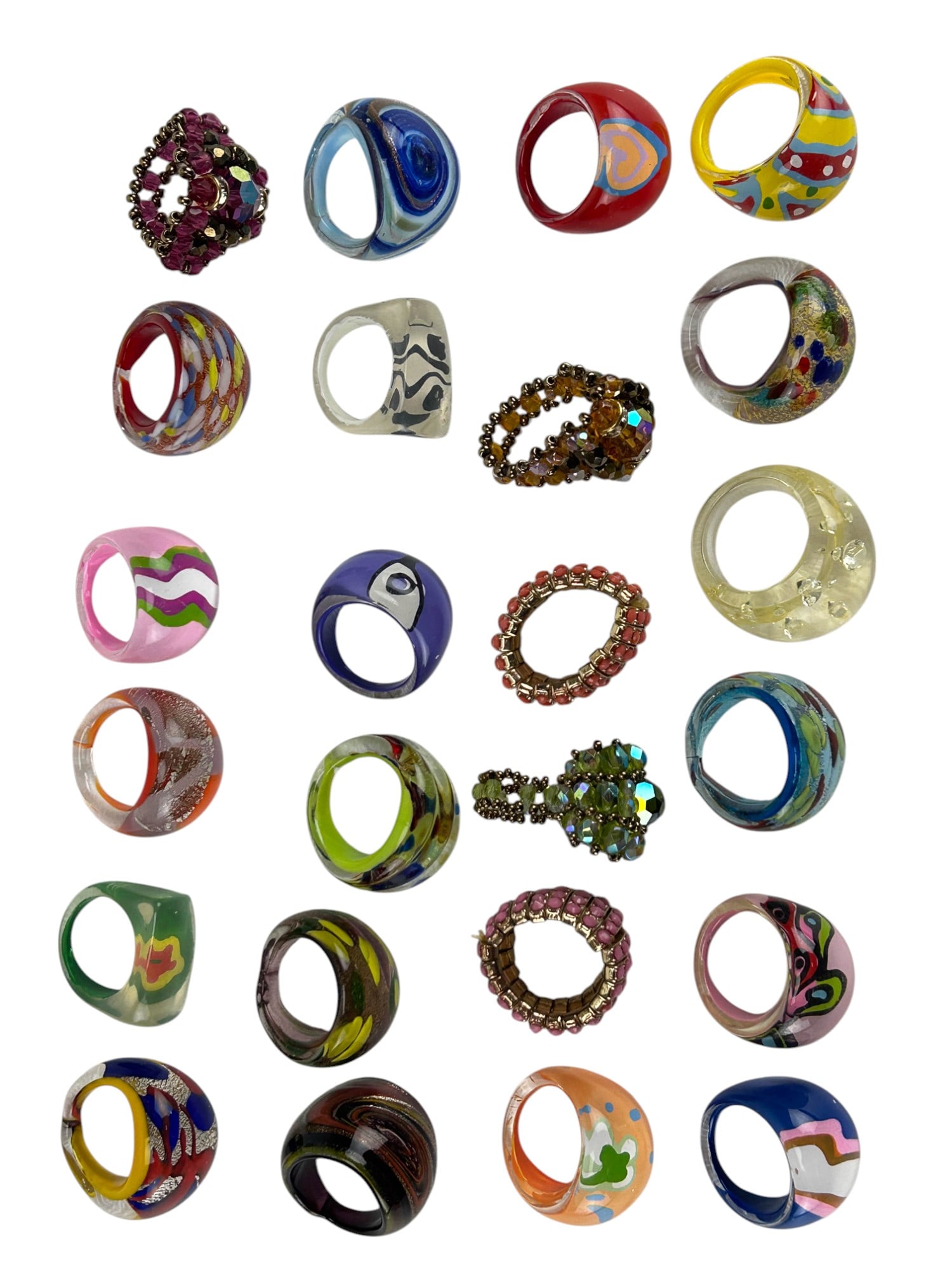 Fashion Lot 24 Glass Acrylic Stone Vintage Rings (1 of 4)