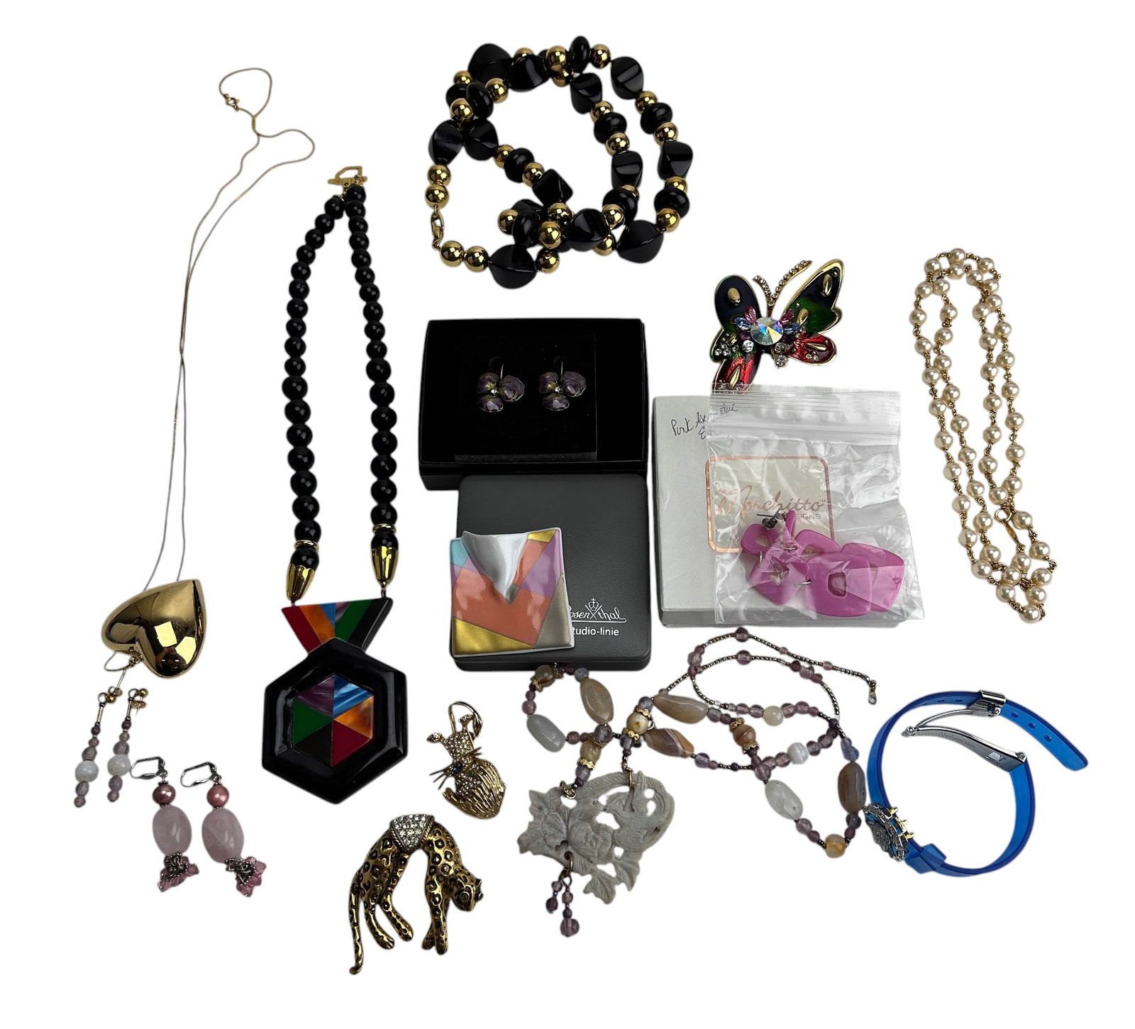 Les Bernard Napier Rosenthal Brooch Necklace 14pc (1 of 6)