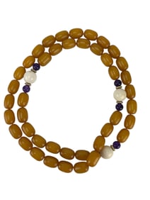 Bakelite Butterscotch & Amethyst Beaded Necklace