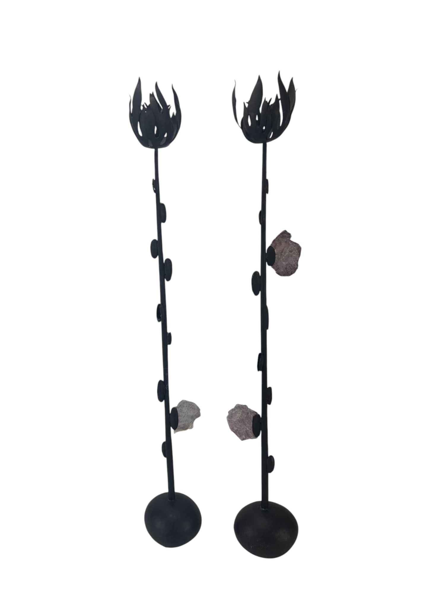 Bronze Pair Studio Candleholders w Mineral Accents (1 of 6)