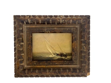 Nautical Boat & Ocean Seascape Oil Paintings 2pc