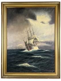 Johansen Tall Ship Nautical Seascape Oil Painting