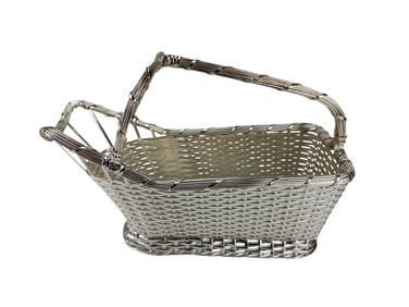 Christofle Silverplate Woven Wine Bottle Basket