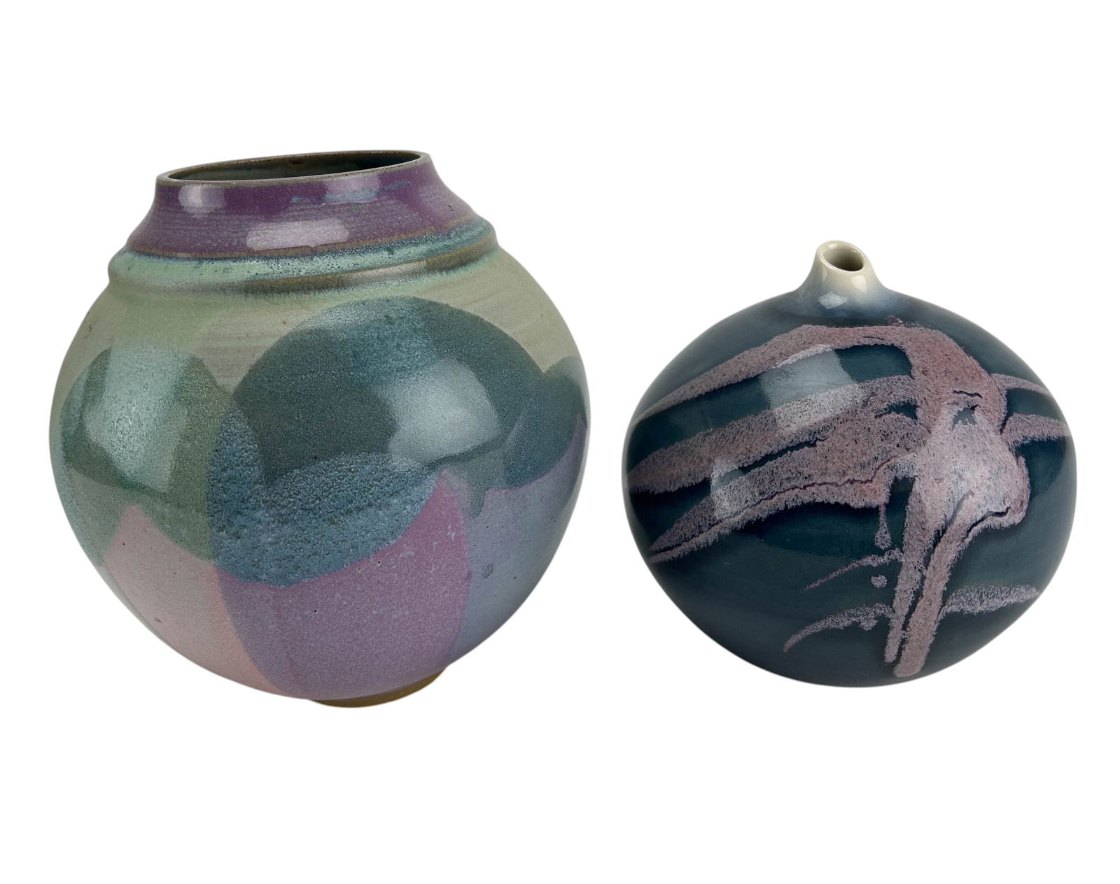 Studio Crafted Art Pottery Vessel Vases 2pc SIGNED (1 of 5)