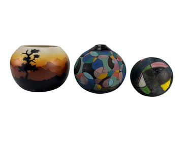 Studio Crafted Ceramic Vases Estate Lot 3 Signed