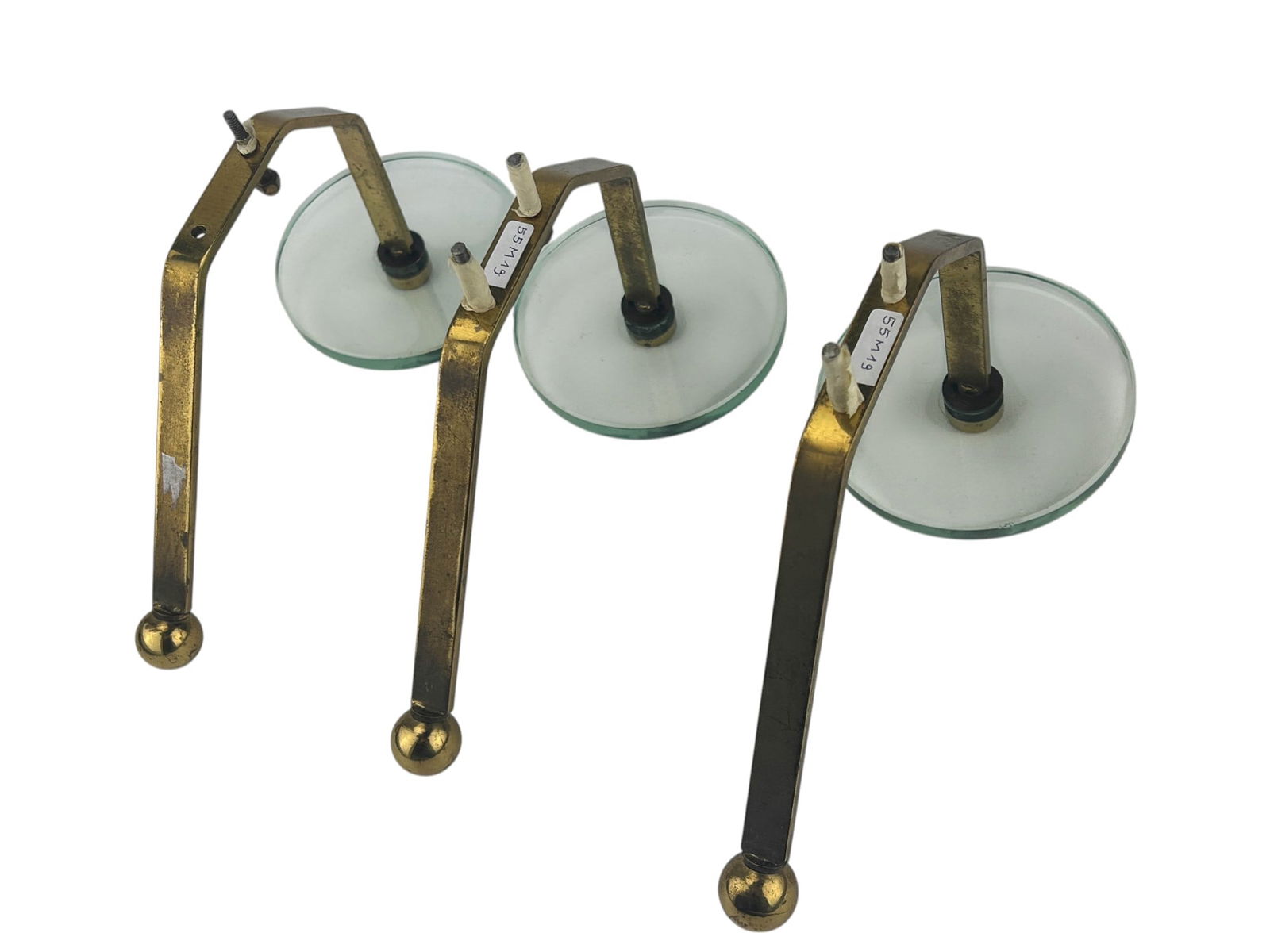 3 Mid Century Brass & Glass Coat Rack Wall Hangers (1 of 2)