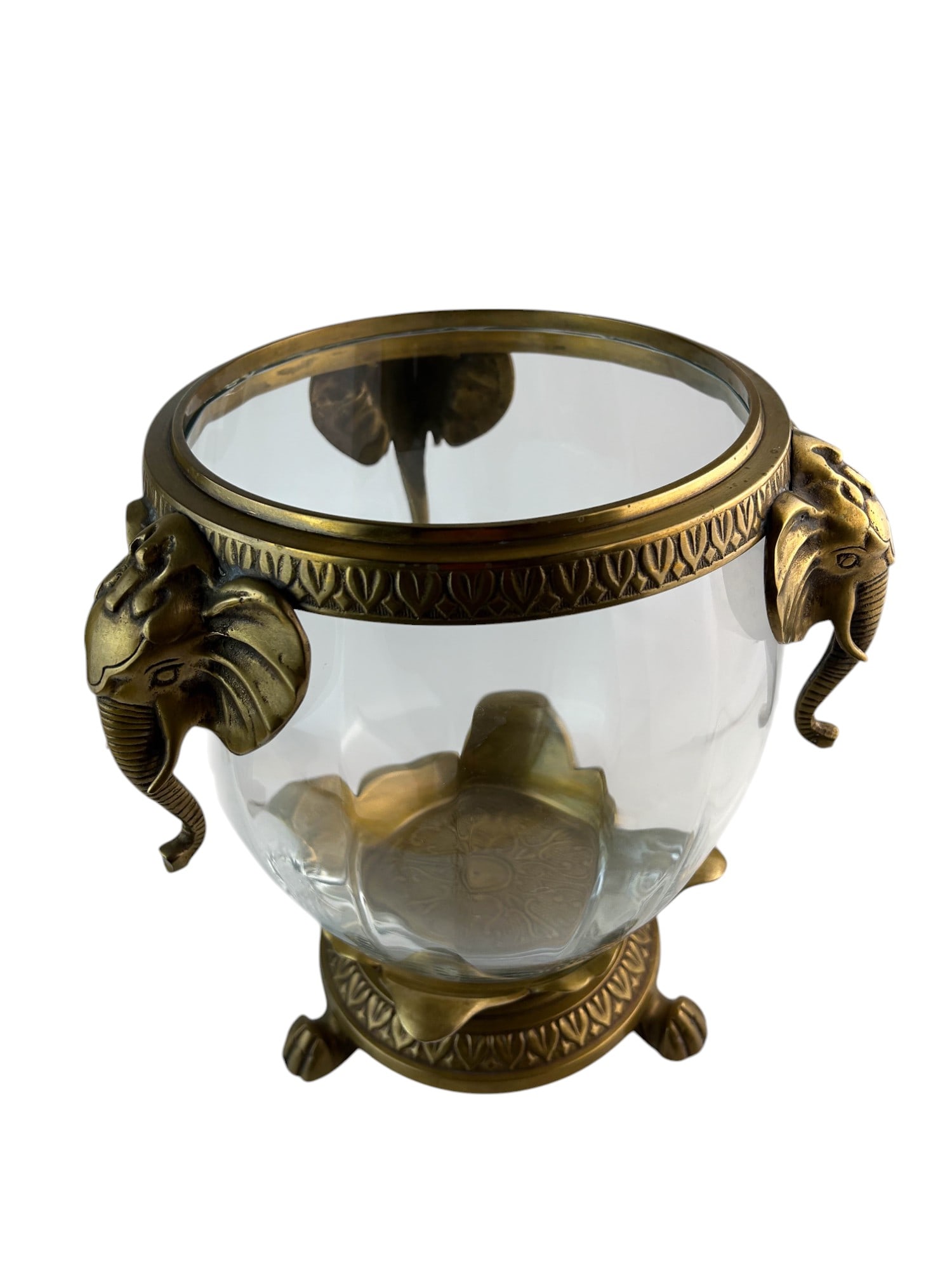 Castilian Imports Crystal Brass Elephant Head Urn (1 of 6)