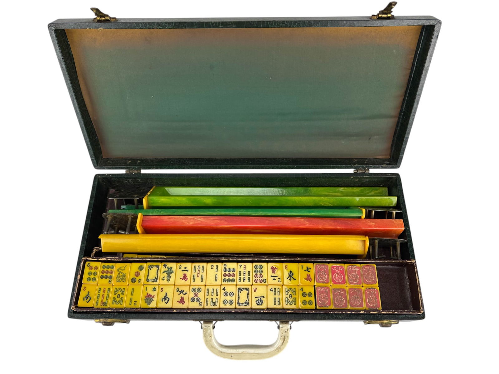 Chinese Mahjong 152 Bakelite Tile 4 Rack Game Set (1 of 3)