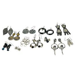 Sterling 925 Pierced Earrings ESTATE LOT 12 Pairs