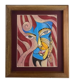 Ricardo Maya b1969 Abstract Cubism Painting 2p LOT