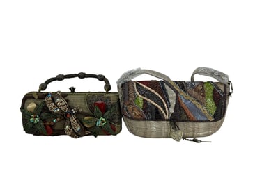 Mary Frances Dragonfly Floral Beaded Handbags LOT