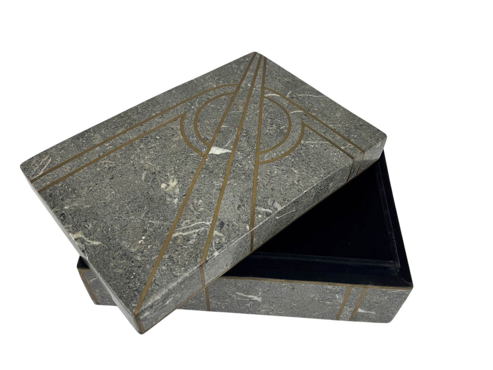 Art Deco Style Tessellated Marble Brass Inlay Box (1 of 3)