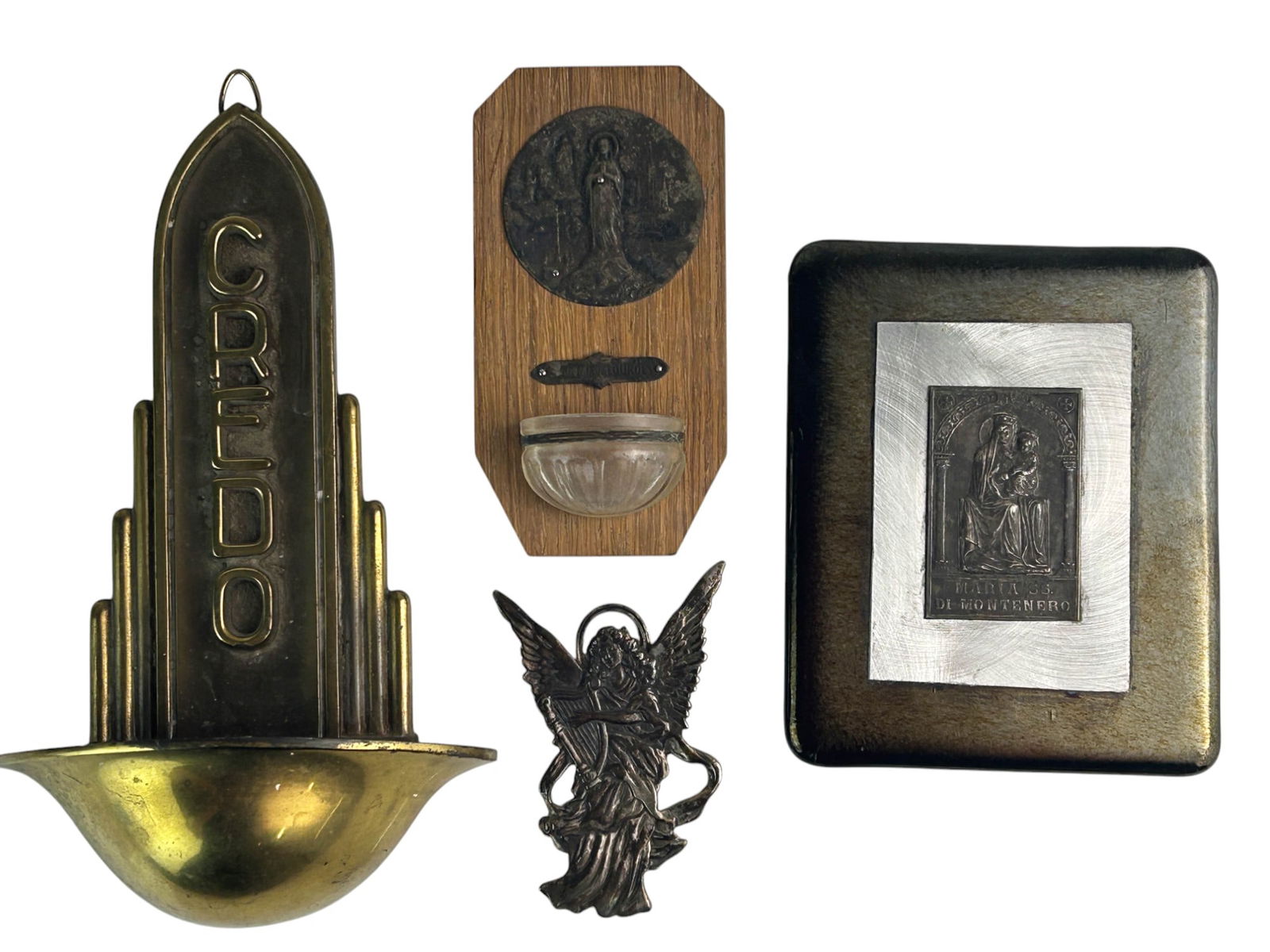 Holy Water Fonts Religious & Angel Plaque 4pc LOT (1 of 9)