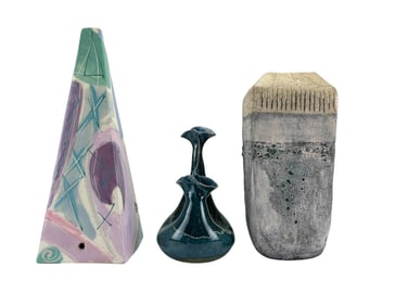 Ceramic Studio Art Pottery Vase Pyramid Sculpture