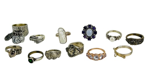 Sterling Silver Gemstone Crystal Ladys Rings 12pc