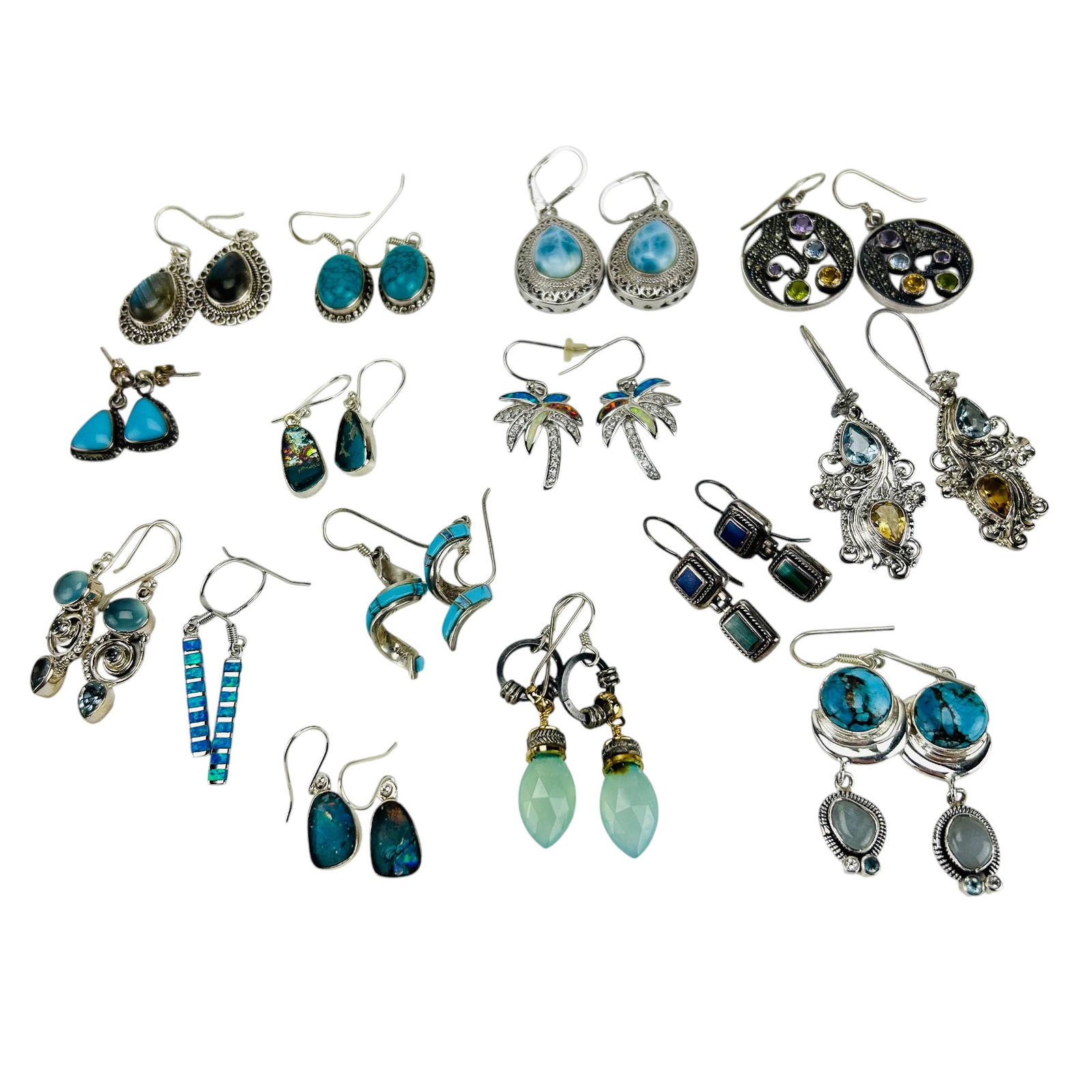 Sterling Larimar Turquoise Gemstone Earrings 15 Pr (1 of 9)