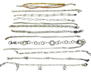 Sterling Silver 925 Ladys Bracelet 13pc ESTATE LOT