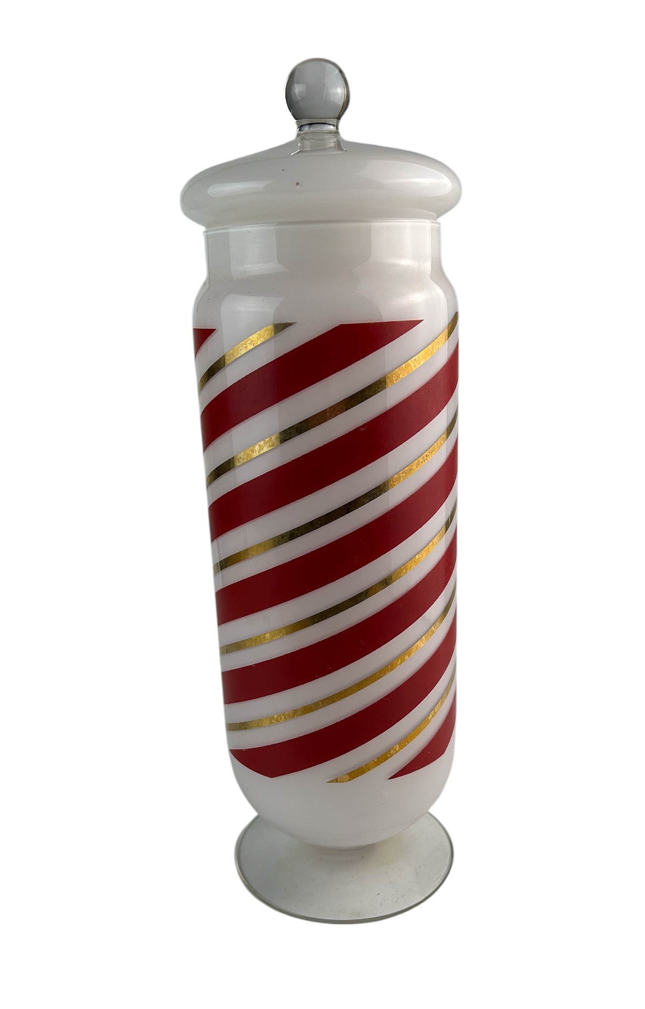 Georges Briard Red Gold Stripe Apothecary Jar 13" (1 of 5)