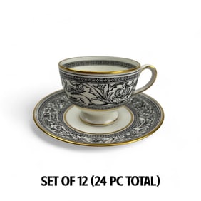 Wedgwood Florentine Black Dragon Cup & Saucer 24pc