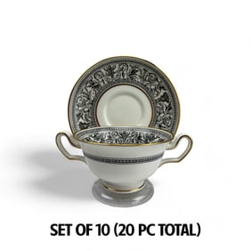 Wedgwood Florentine Black Cream Soup Bowl 20pc LOT