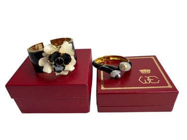 Kenneth Jay Lane Designer Cuff Bangle Bracelet 2pc