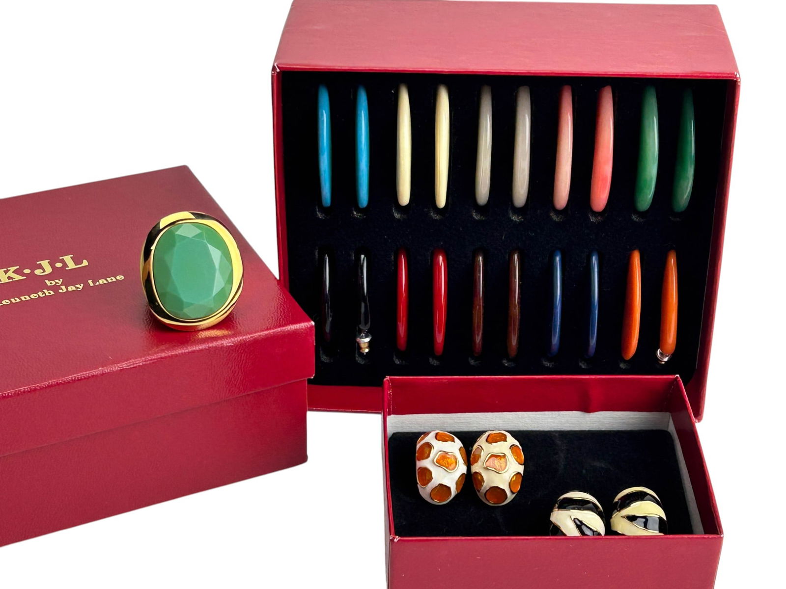 Kenneth Jay Lane Designer Ring & Hoop Earrings LOT (1 of 5)