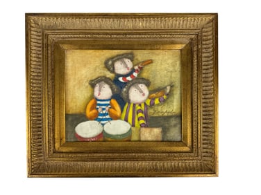 Joyce Roybal b1955 Band Musicians Oil Painting