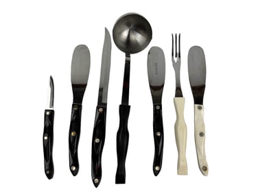 Cutco White Black Brown Handle Cutlery Utensil 7pc