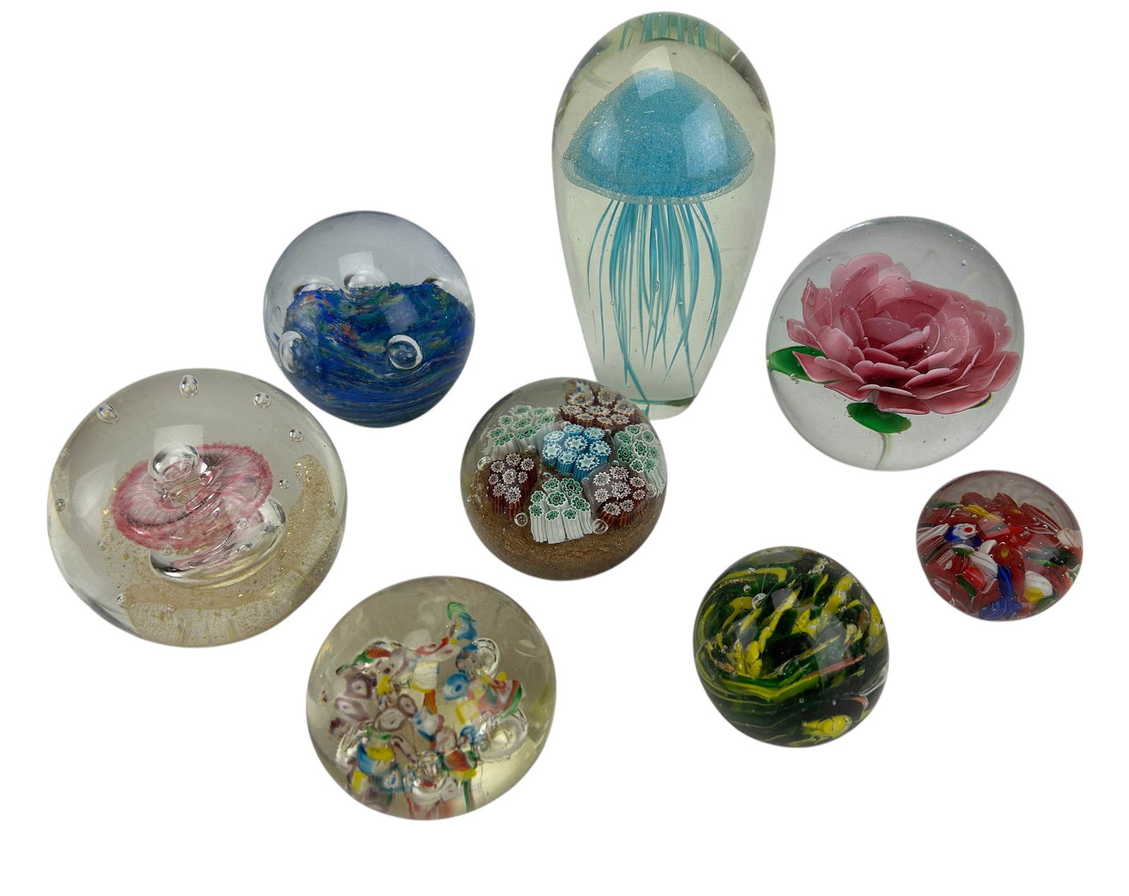 Cased Millefiori Rose Jellyfish Paperweight 8p LOT (1 of 5)