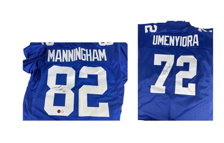 Mario Manningham & Osi Umenyiora Signed Jersey 2pc