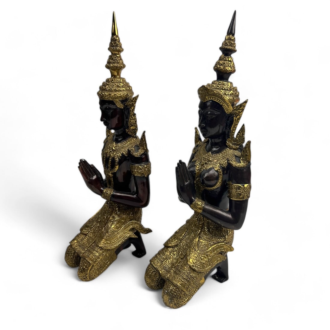Asian Gilt Bronze Pr Thai Kneeling Deity Sculpture (1 of 6)