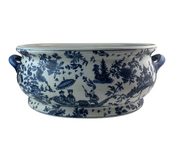 Chinese Porcelain Floral & Fish Foot Bath Planter