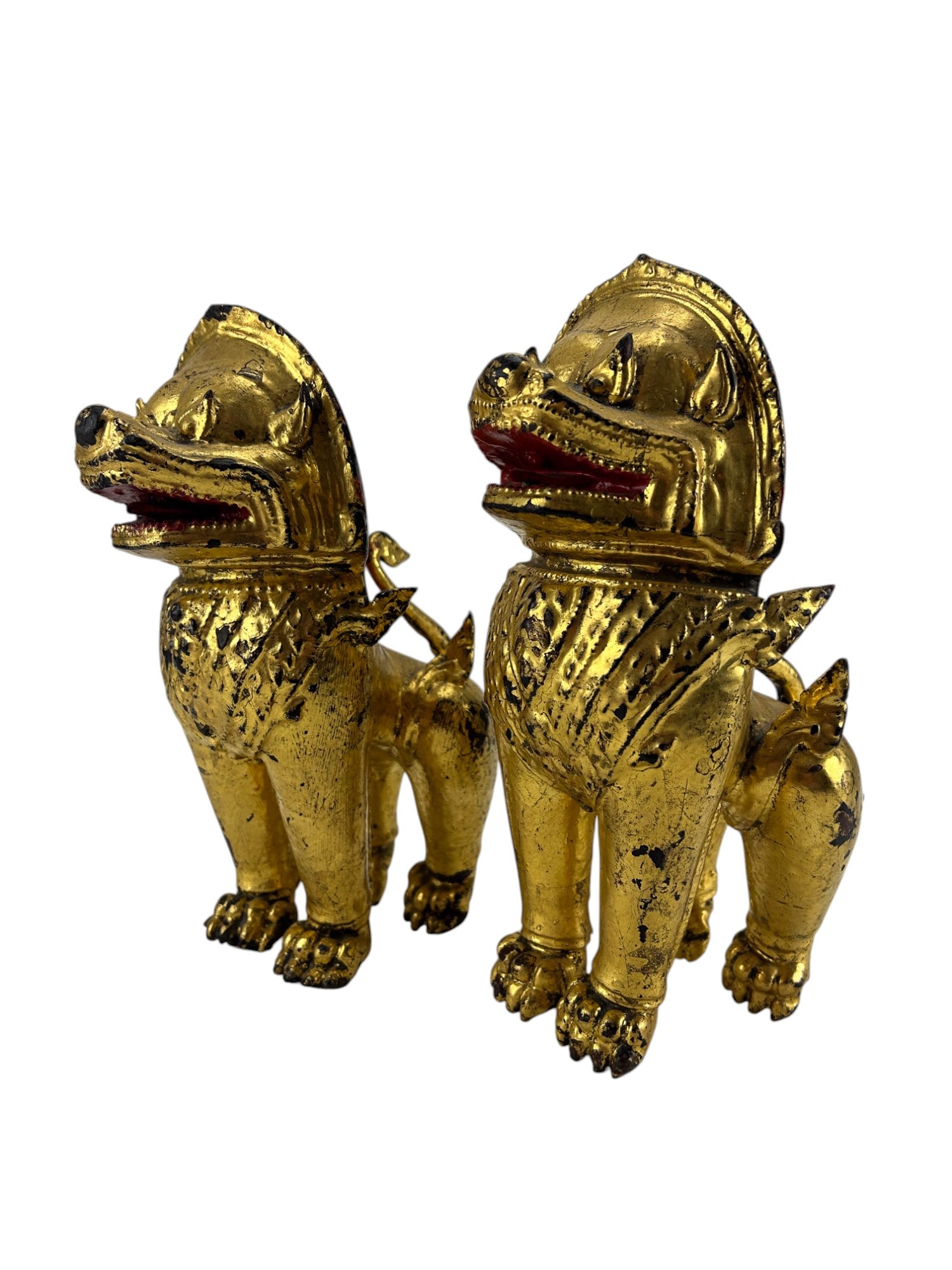 Chinese Pr Polychrome Gilt Foo Dragon Dog Statues (1 of 7)