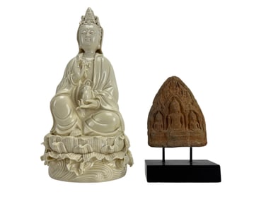 Chinese Kwan Yin Buddha Statue Thai Amulet Tablet