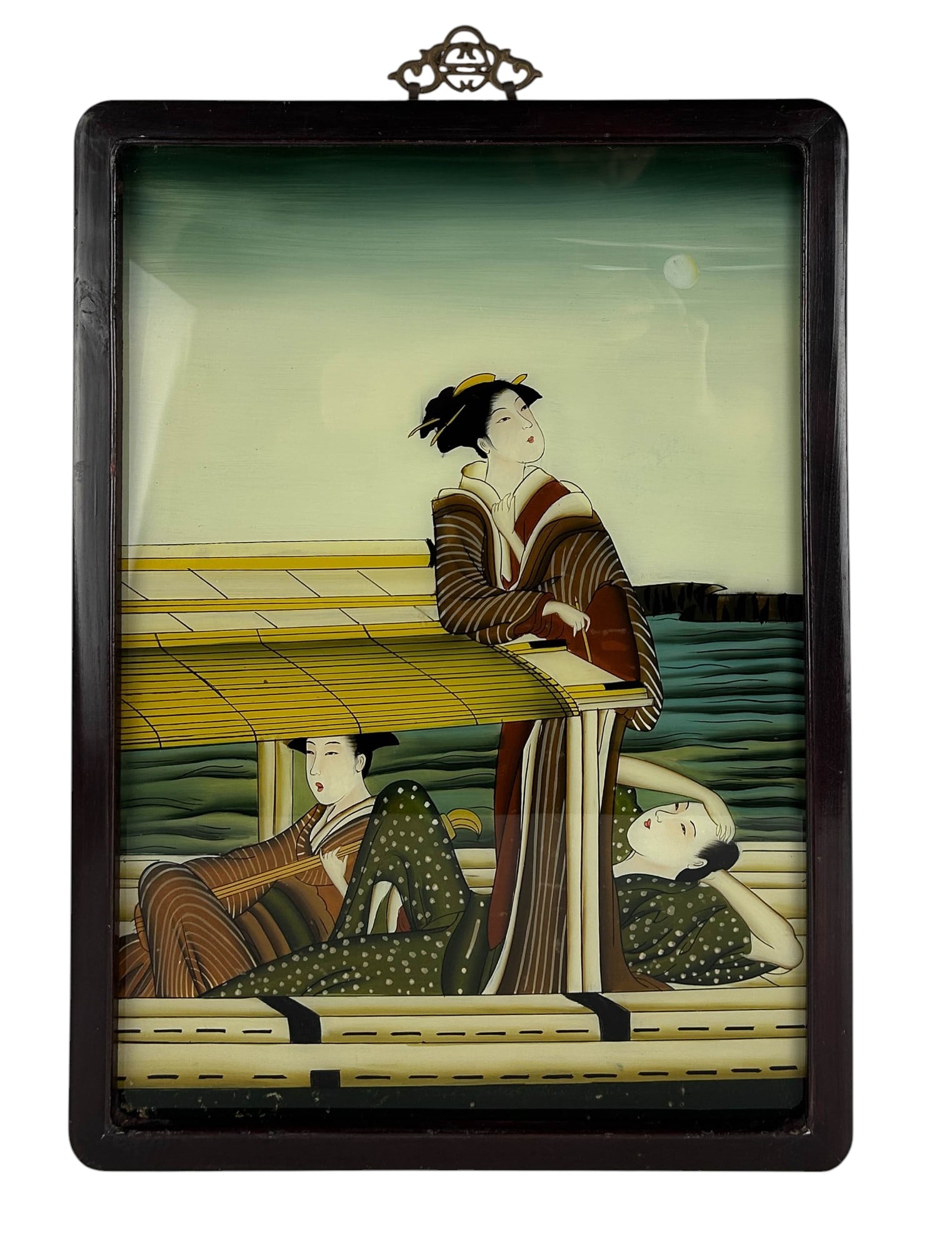 Chinese Figural Reverse Painting on Glass Framed (1 of 3)