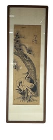 Japanese Two Cranes & Pine Tree Woodblock Print