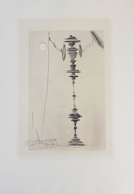Figural Abstract B&W Etching after Salvador Dali