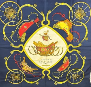 Hermes Paris Springs Silk Carriage Motif Scarf