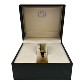 Gucci 1500L Art Deco Gold Plate Bangle Watch w Box