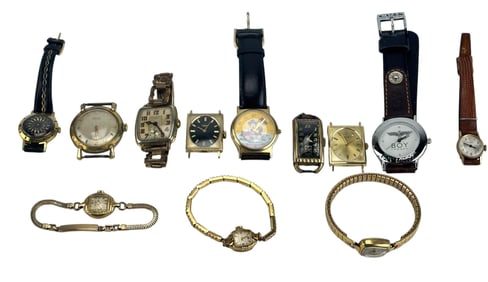 Omega Bulova Gruen Elgin Longines 12pc Watch LOT