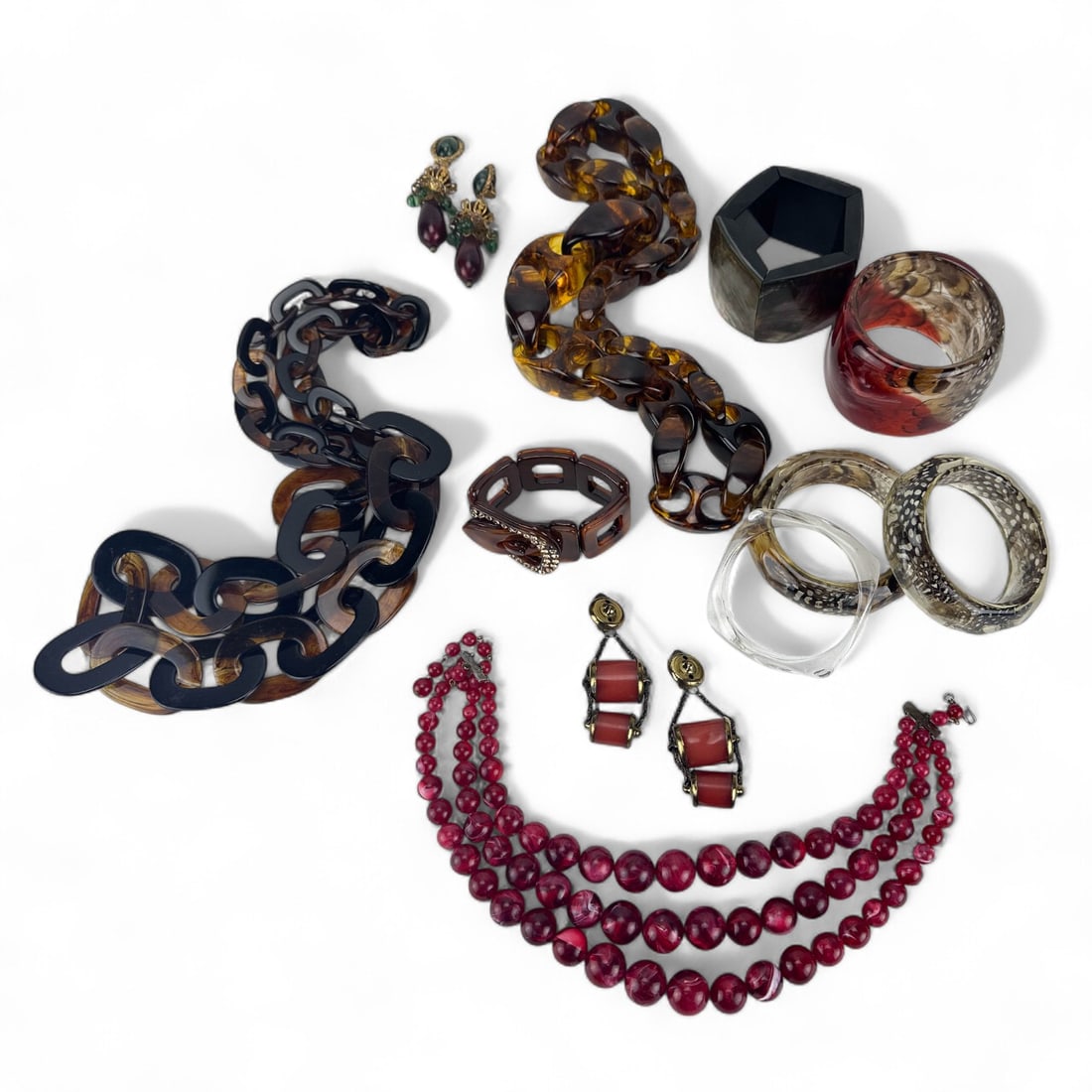 Lucite Bangle Bracelet Necklace Earring ESTATE LOT (1 of 5)