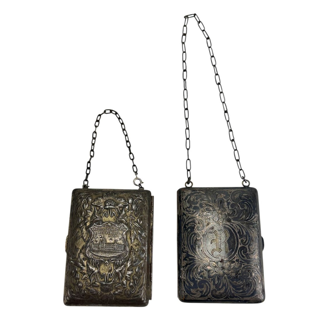 Antique Silver Plated Art Nouveau Mirror Compacts 2p (1 of 5)