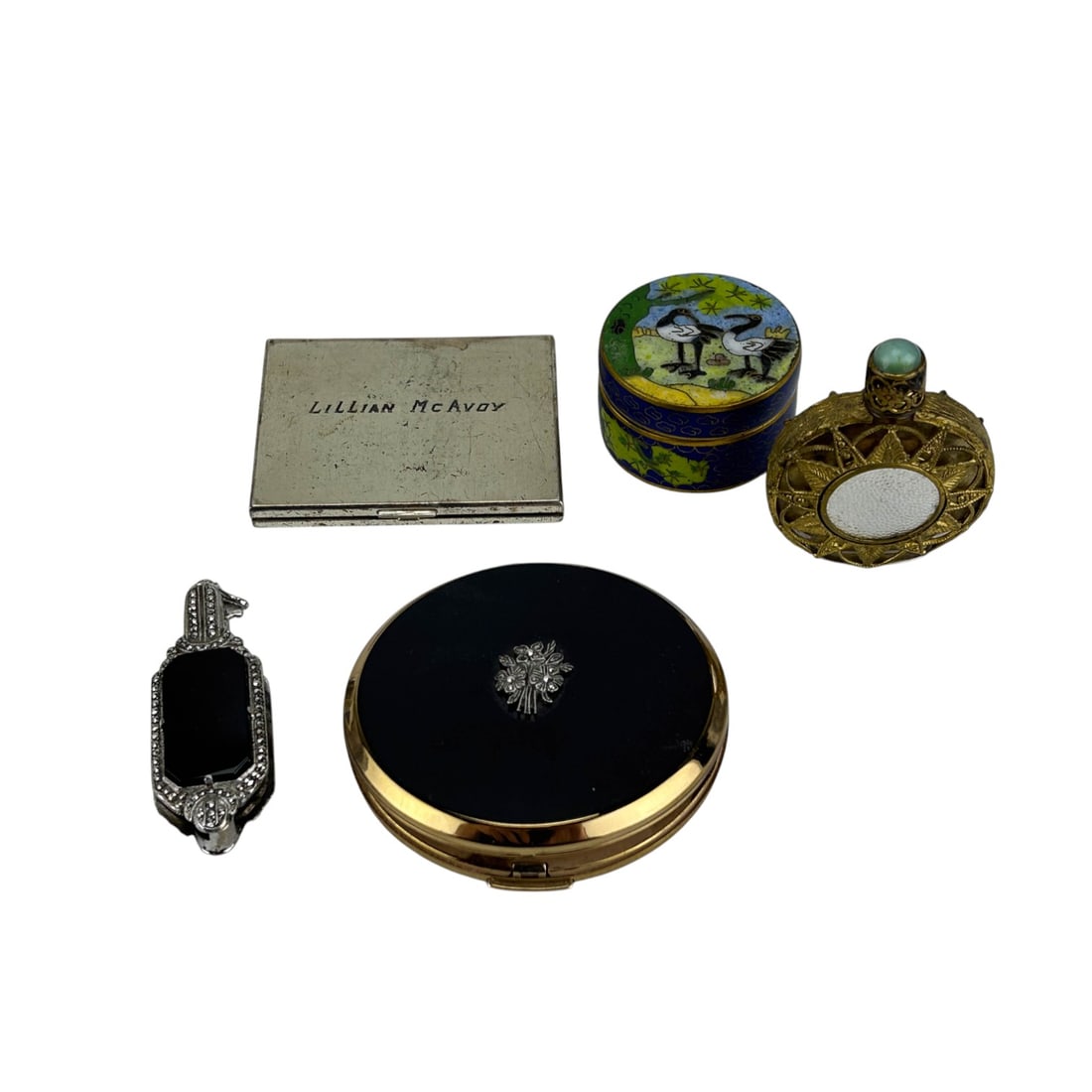 Cloisonne Box Lorgnette Filigree Bottle & Compacts (1 of 6)