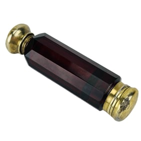 Victorian Cranberry Glass Vinaigrette Scent Bottle