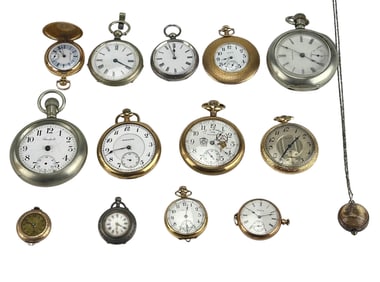 Waltham Elgin Hamilton Standard Pocket Watch 14pc