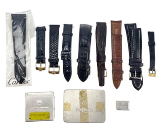 Leather Alligator Watch Band & Rolex Tin Box LOT