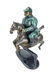 Bruno Luna b.1963 Bronze Jockey on Horse Sculpture