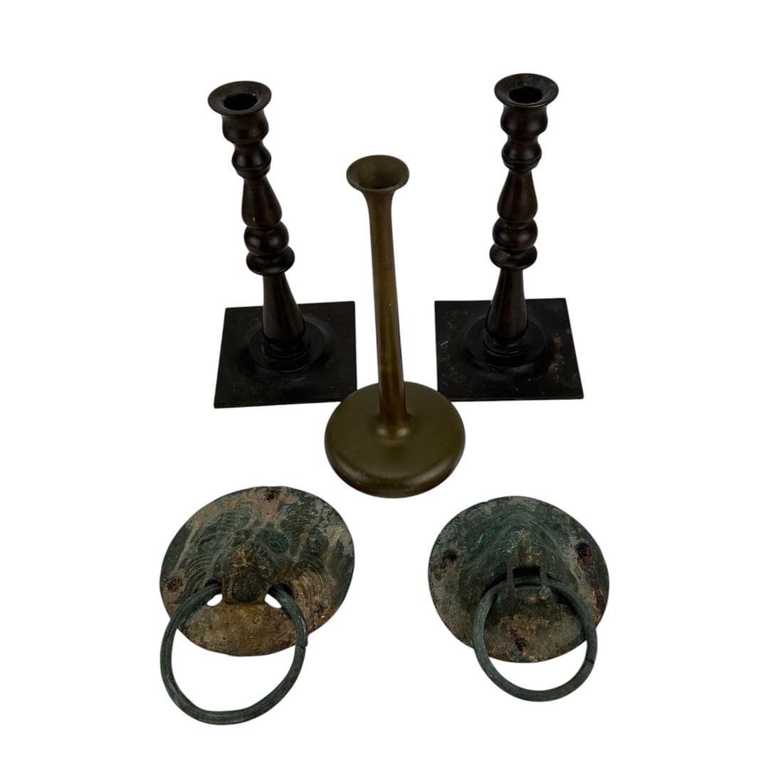 Bronze Vase Candle Holders & Door Knocker 5pc LOT (1 of 6)