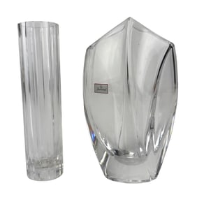 Baccarat Crystal Harmonie & Giverny Glass Vases 2p